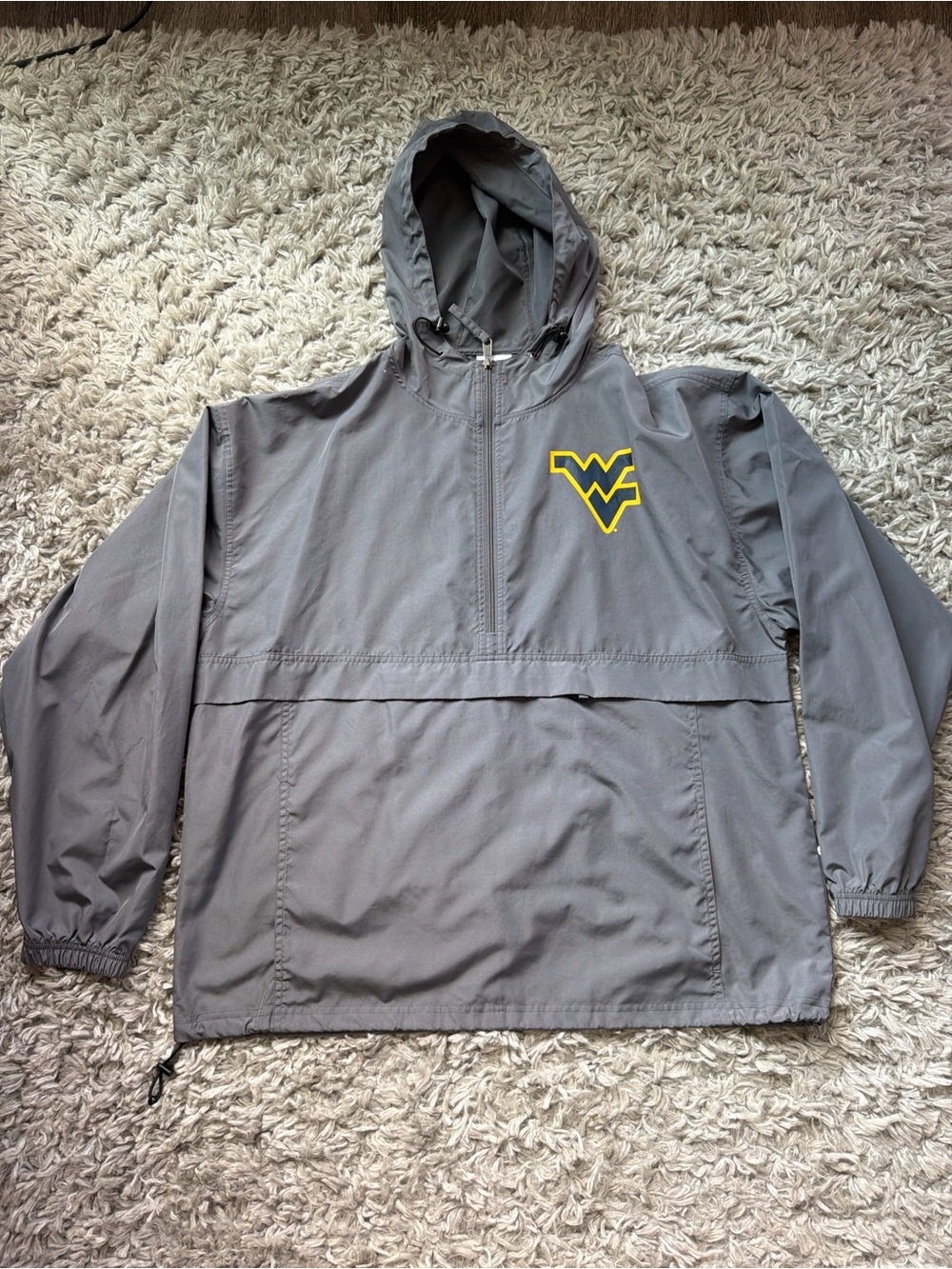 West Virginia University Champion Gray Hooded Windbreaker WVU